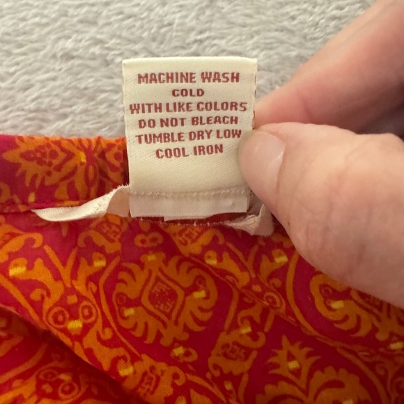 Sundance Women's Boho Cotton Maxi Skirt L Drawstring Orange Red Artsy Flowy - Picture 7 of 9